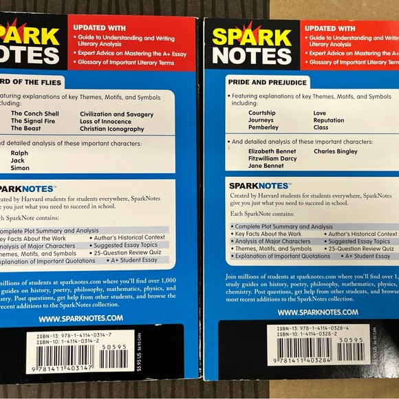 SparkNotes Pride and Prejudice Study Guide & Lord of the Flies - Picture 2 of 2